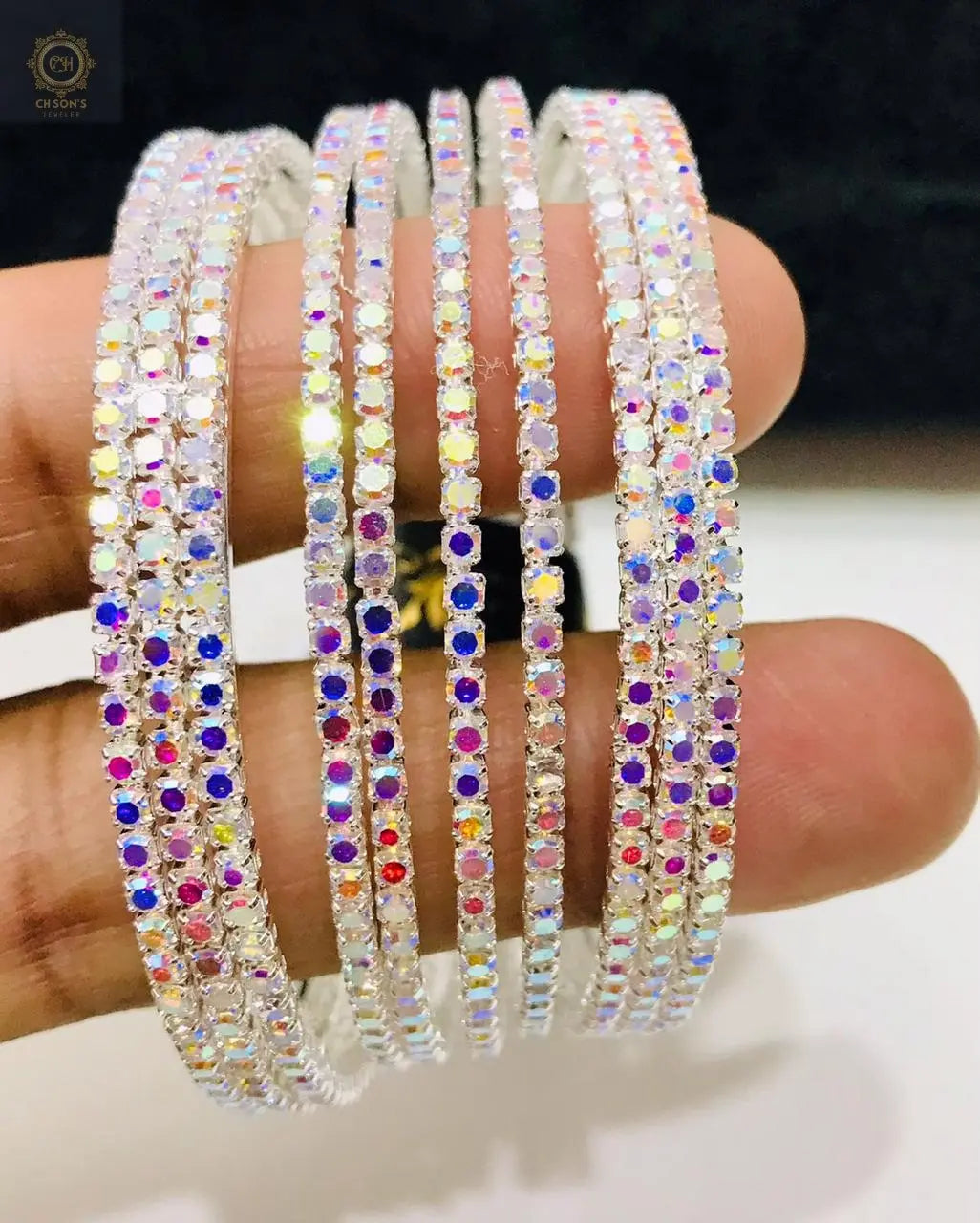 China Gold One CRT Bangles featuring colorful stones - CH. SON'S JEWELER