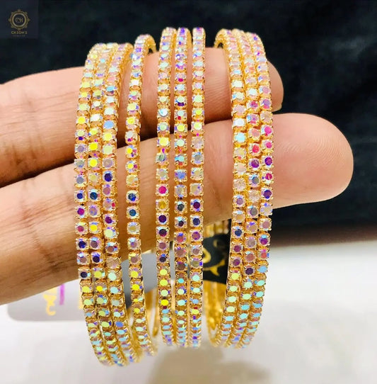 China Gold One CRT Bangles featuring colorful stones - CH. SON'S JEWELER