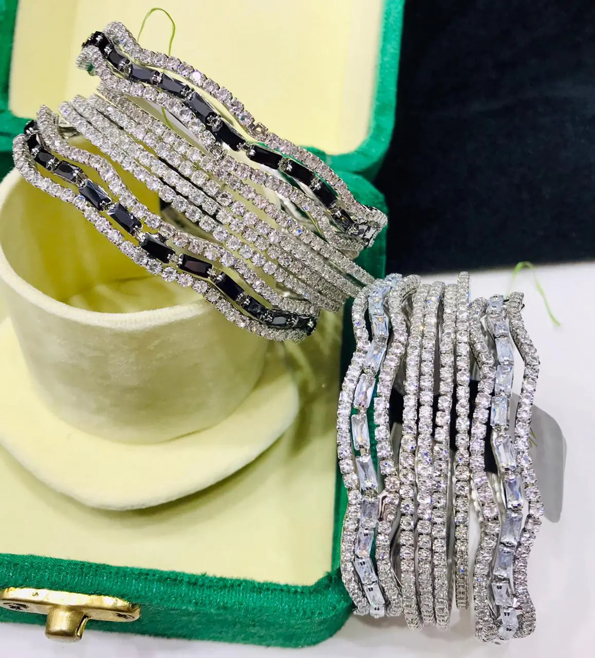 China Gold One CRT Bangles set, featuring colorful stones - CH. SON'S JEWELER