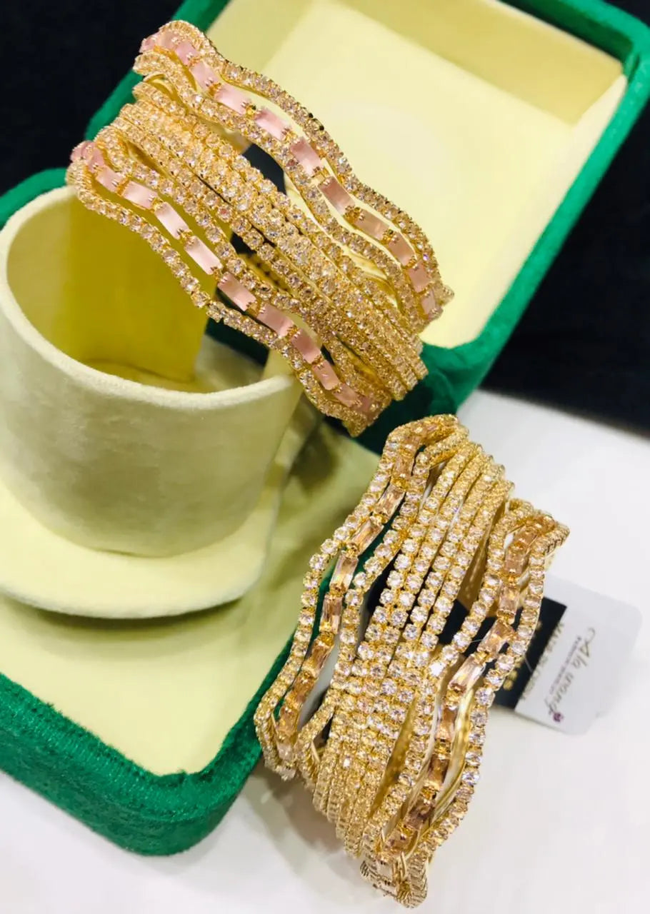 China Gold One CRT Bangles set, featuring colorful stones - CH. SON'S JEWELER