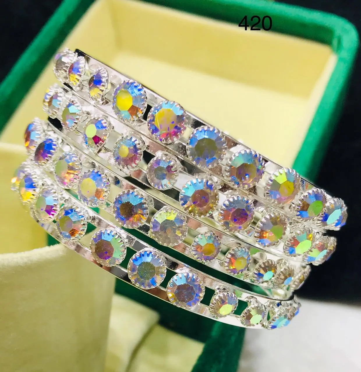 China Gold One CRT Bangles featuring colorful stone 4 pieces - CH. SON'S JEWELER