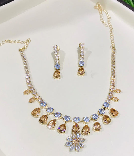 Woman goldplated nackleace set with stone - CH. SON'S JEWELER