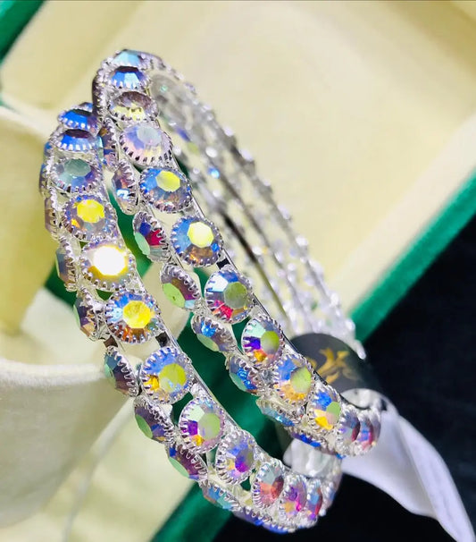 China Gold One CRT Bangles, featuring colorful stones 2 pieces - CH. SON'S JEWELER
