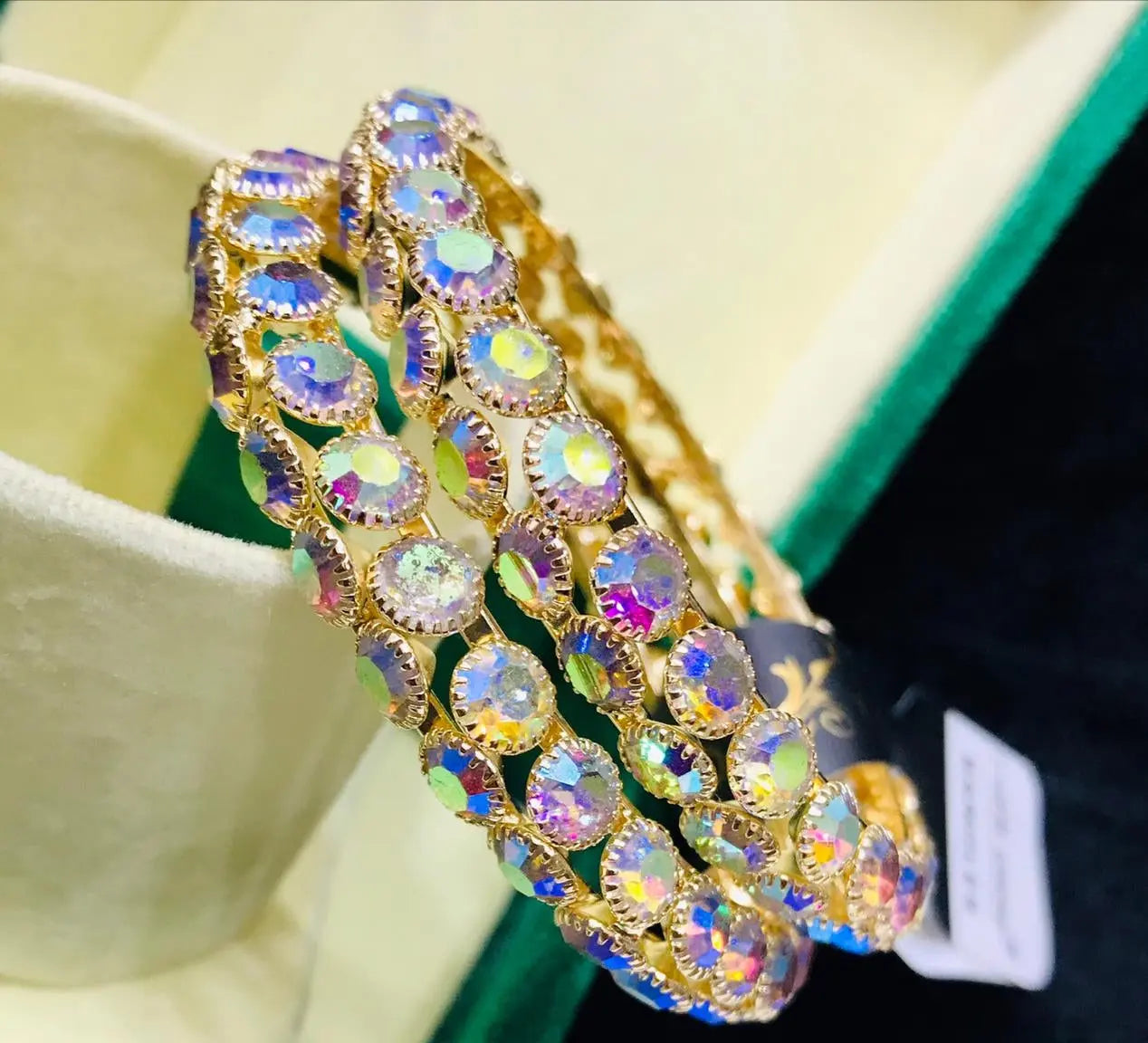 China Gold One CRT Bangles, featuring colorful stones 2 pieces - CH. SON'S JEWELER