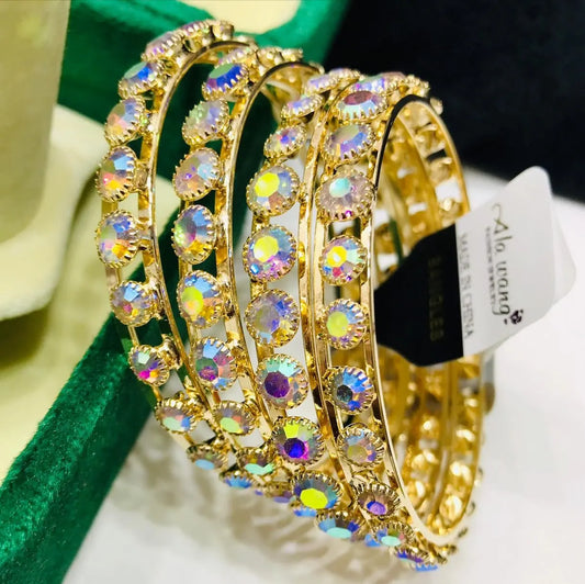 China Gold One CRT Bangles featuring colorful stone 4 pieces - CH. SON'S JEWELER