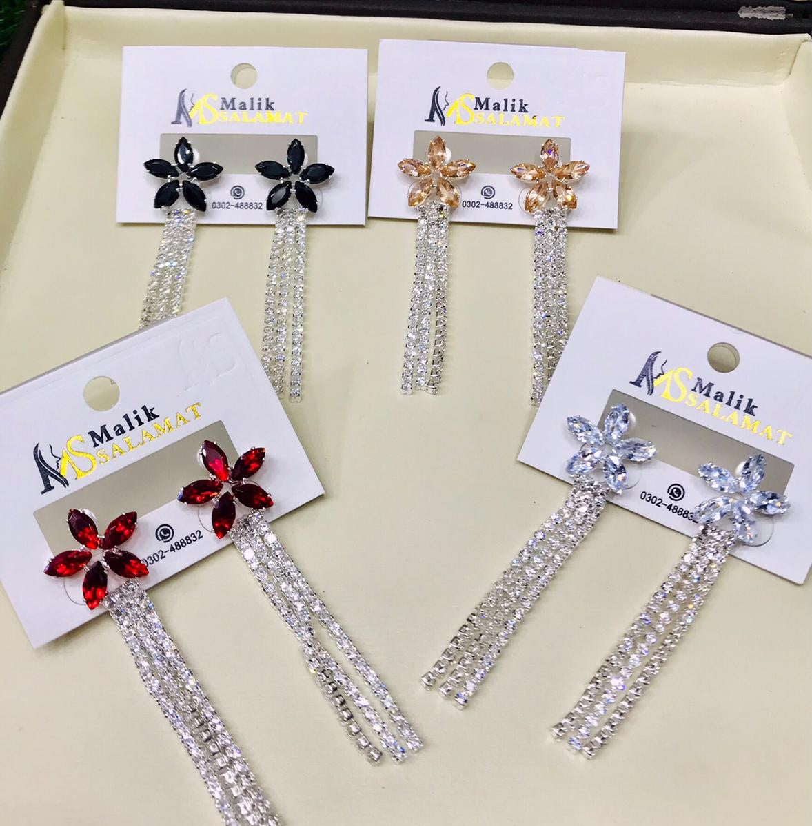 Fancy Earrings sparkling stones - CH. SON'S JEWELER