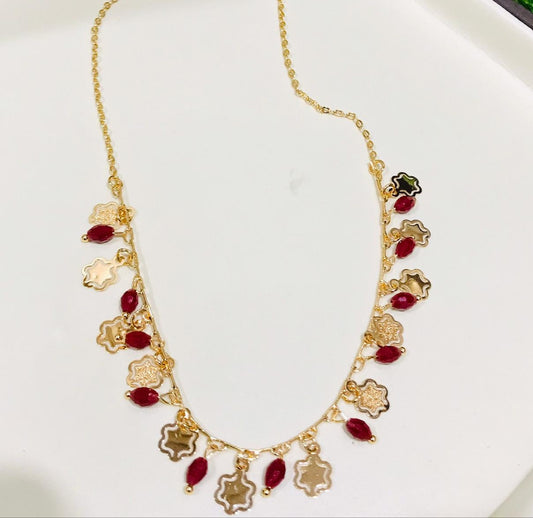 Woman goldplated nacklace with red stone - CH. SON'S JEWELER
